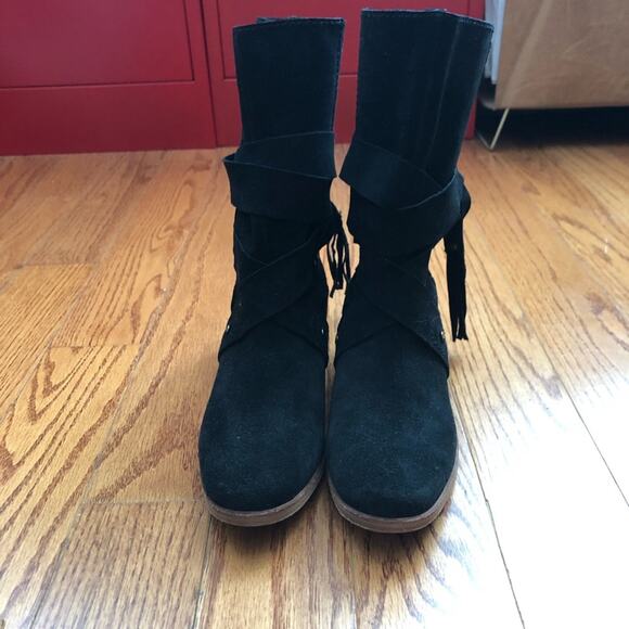 SEE BY CHLOE Studded Dasha Tassle Suede Boots Black Fringe Women’s Size 6 NWOB - Picture 9 of 14